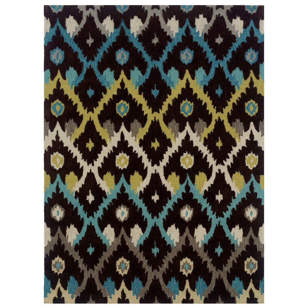 Trio Ikat Brown & Teal 8x10, Rug