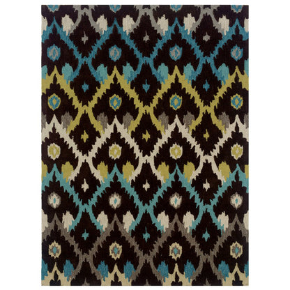 Trio Ikat Brown & Teal 8x10, Rug