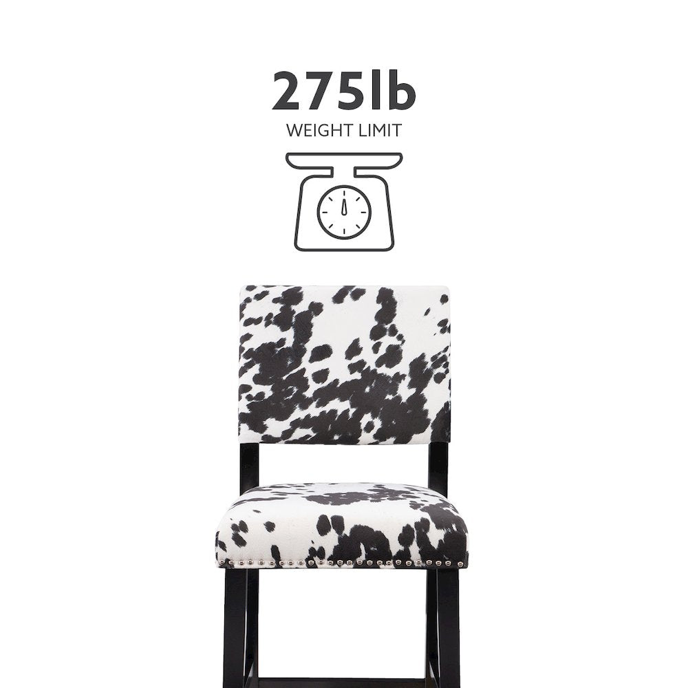 Corey Black Cow Print Counter Stool