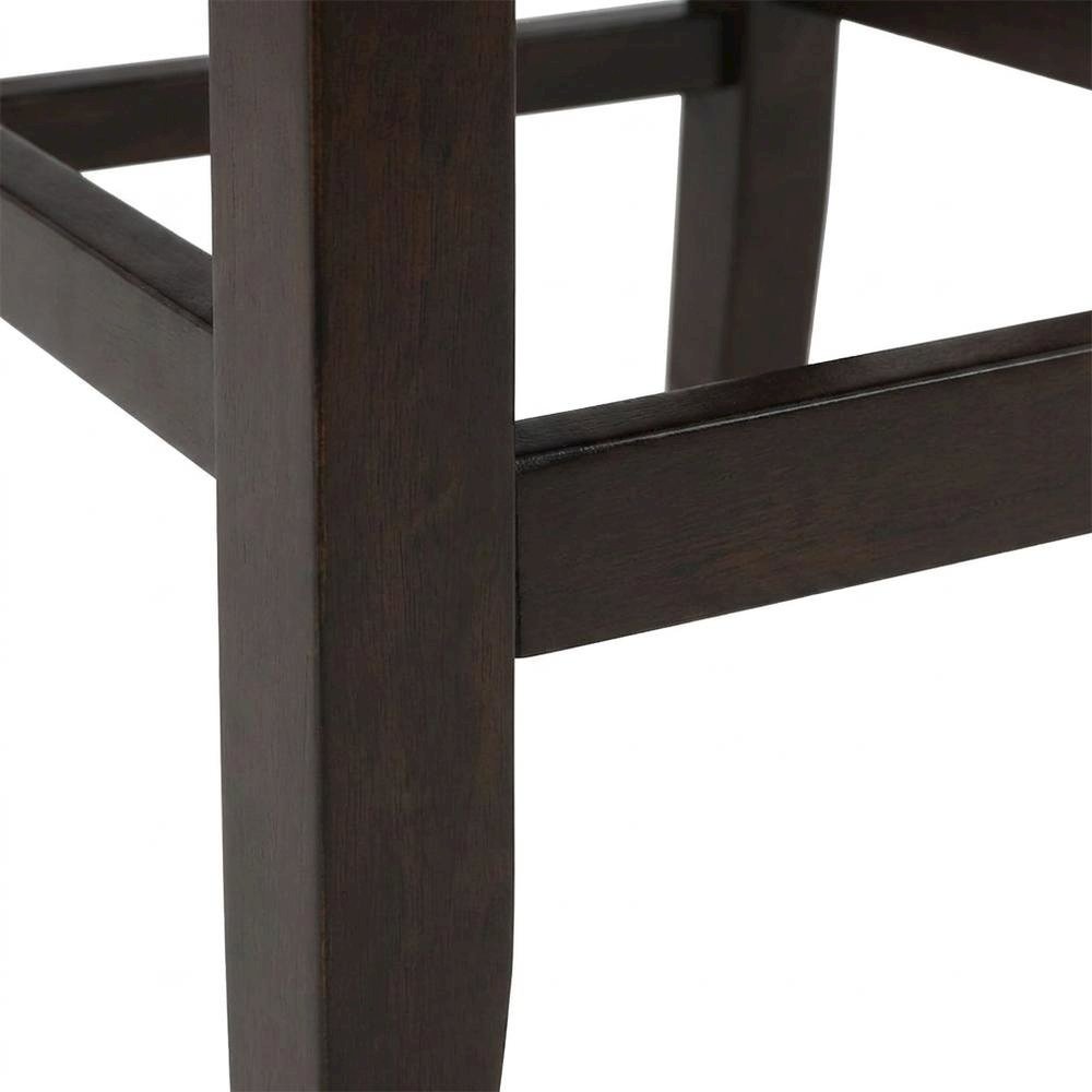 Solid Wood Counter Stool with Open-Back Cutout, Padded Seat, Brown