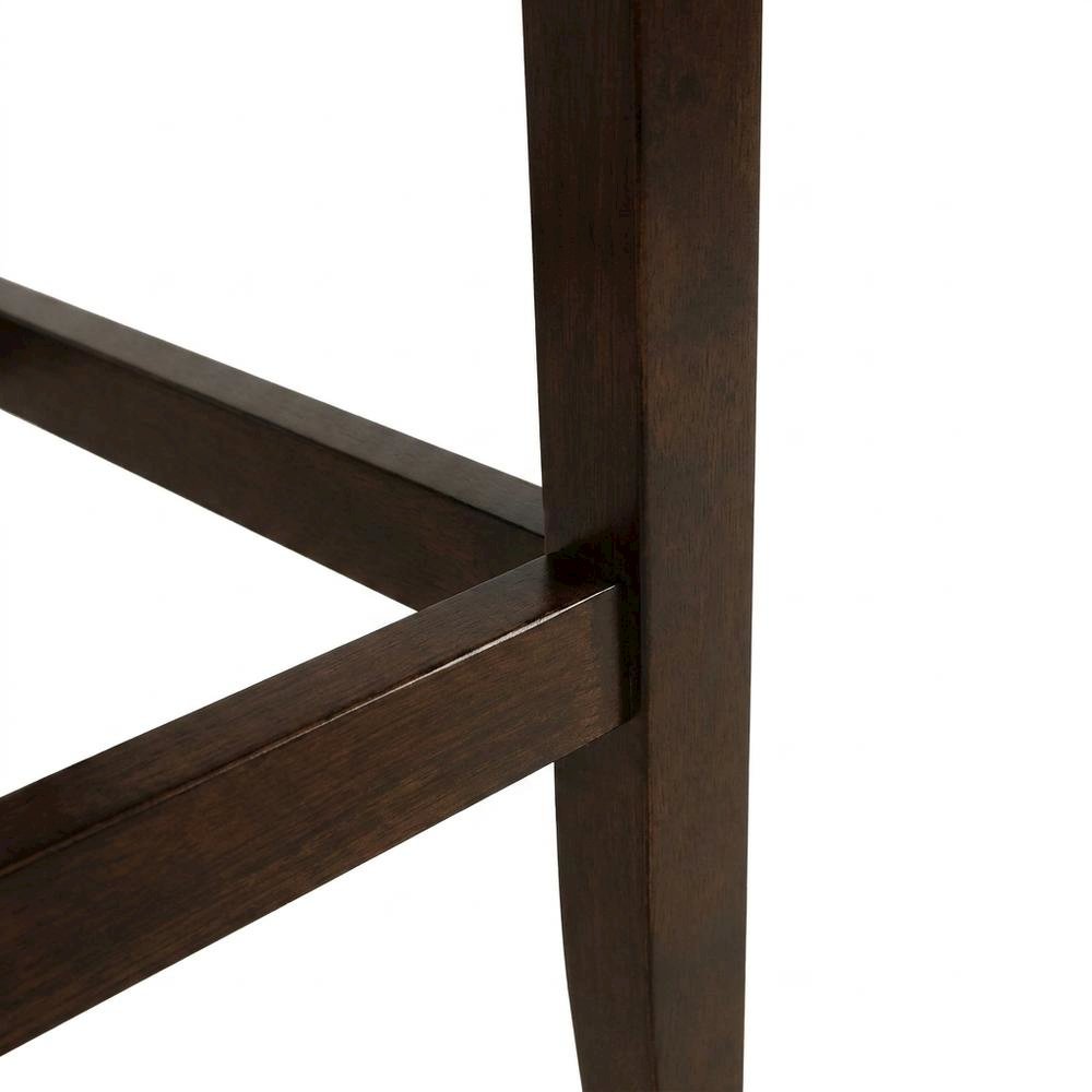 Solid Wood Bar Stool with Open-Back Cutout, Padded Seat, Brown