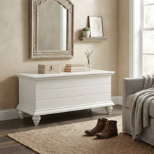 Shiplap Cedar Hope Chest with Turned Legs, Blanket Storage Trunk, White