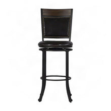 PU Leather Swivel Bar Stool with Steel Frame and Bentwood Rail, Brown