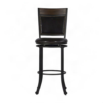 PU Leather Swivel Bar Stool with Steel Frame and Bentwood Rail, Brown