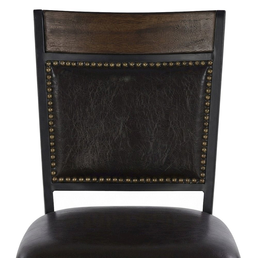 PU Leather Swivel Bar Stool with Steel Frame and Bentwood Rail, Brown