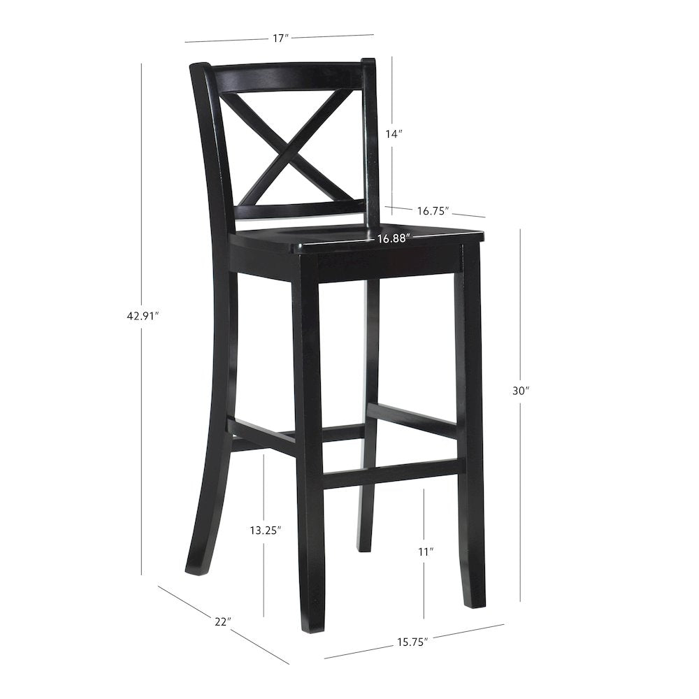 Black 30 In X Back Bar Stool