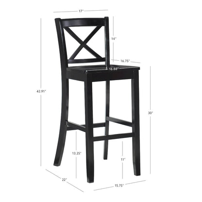 Black 30 In X Back Bar Stool