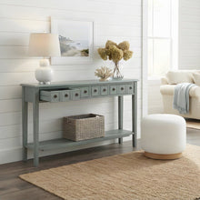 Console Table with Drawers, Lower Shelf, and Entryway Sofa Table, Blue