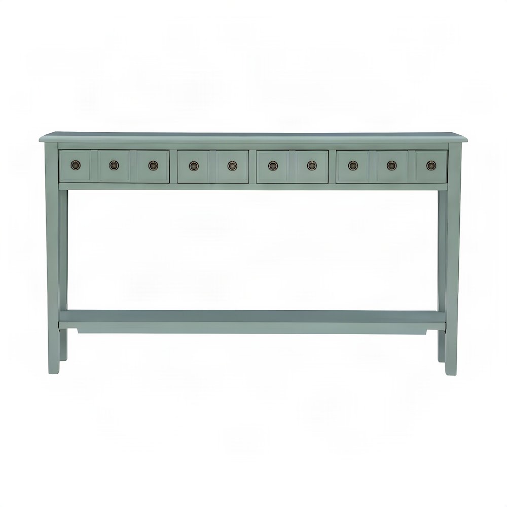 Console Table with Drawers, Lower Shelf, and Entryway Sofa Table, Blue