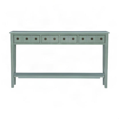 Console Table with Drawers, Lower Shelf, and Entryway Sofa Table, Blue