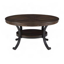 Ash Veneer Wood Coffee Table with Nailhead Trim and Steel Frame, Brown
