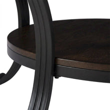 Ash Veneer Wood Coffee Table with Nailhead Trim and Steel Frame, Brown