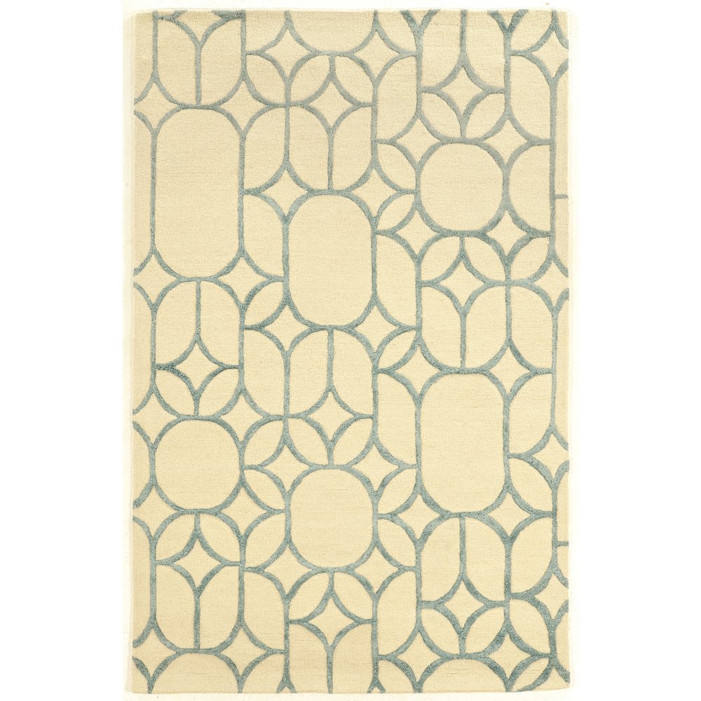 Aspire Wool Window Ivory & Turquoise8x11, Rug