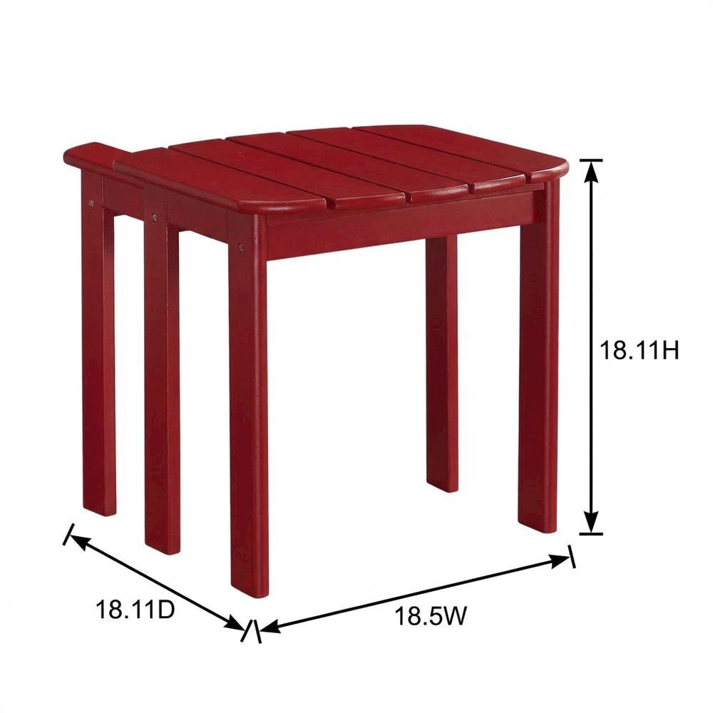 Red Outdoor Coffee Table With Solid Wood And Acacia Finish
