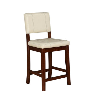 Cream Counter Stool with Rubberwood Frame and Padded Seat