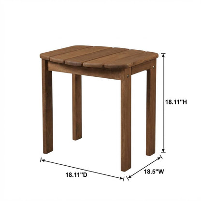Acacia Outdoor End Table in Brown Solid Wood for Patio and Garden