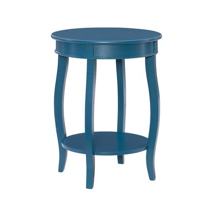 Teal Round Table with Shelf