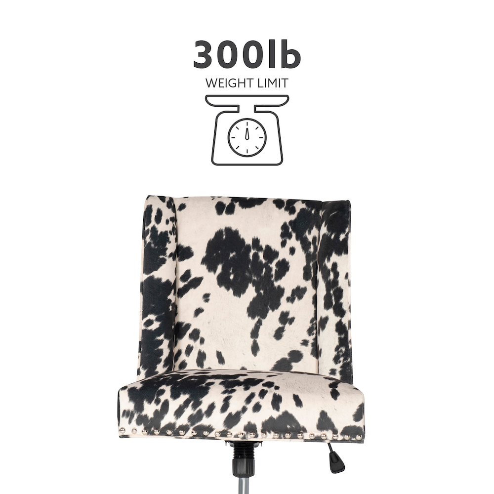 Draper Office Chair, Black And White Cow Print
