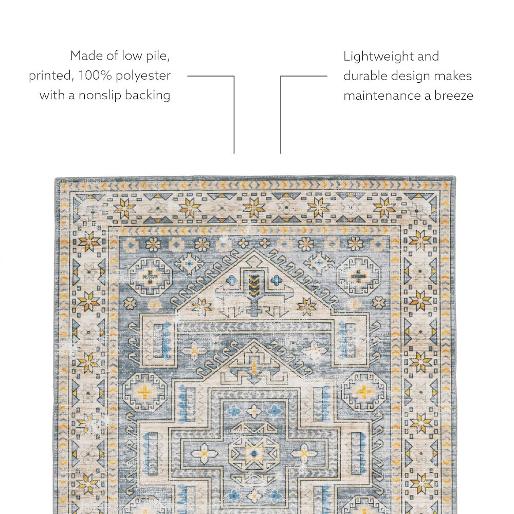 Washable Parson Grey/Beige 3x5, Rug