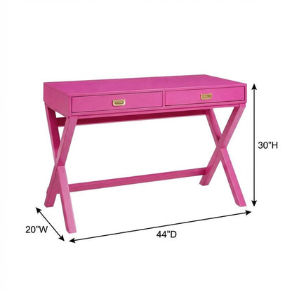 Pink Raspberry Writing Desk With Pine And Mdf Finish For Home Office