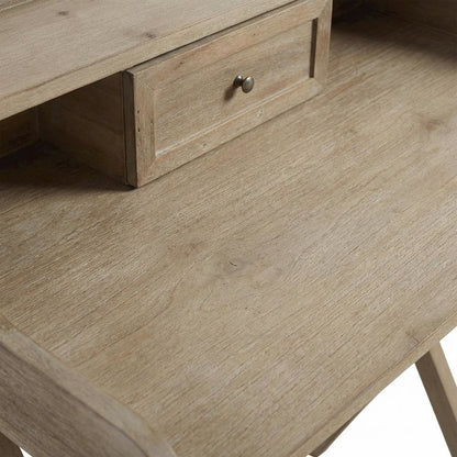 Rustic Brown Folding Office Desk With Solid Wood And Mdf Construction