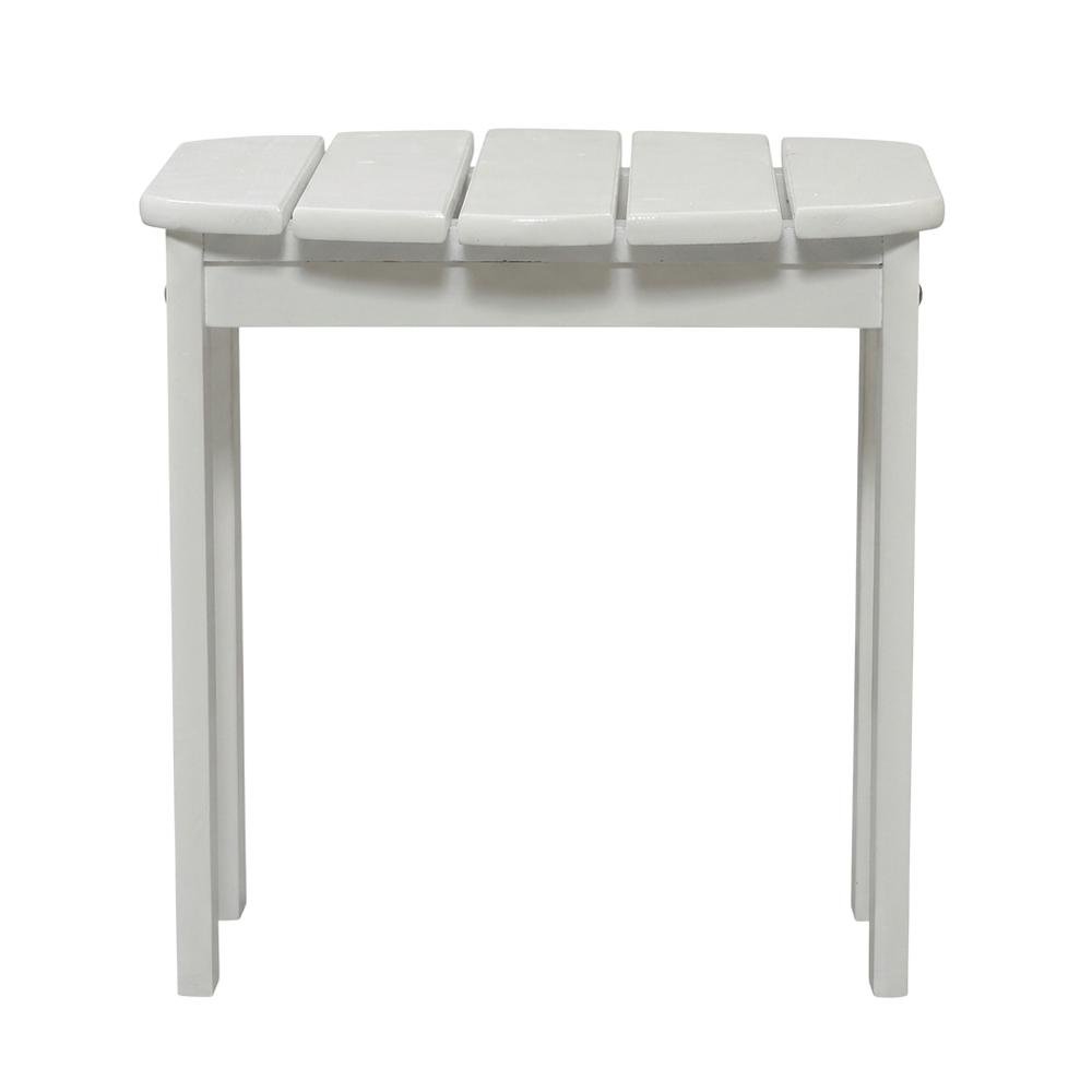 White Outdoor End Table With Solid Wood And Acacia Finish For Patio Use