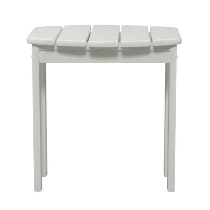 White Outdoor End Table With Solid Wood And Acacia Finish For Patio Use