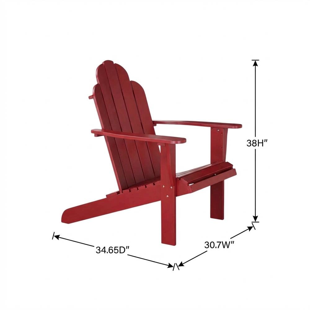 Red Adirondack Chair With Solid Wood Construction And Comfortable Design