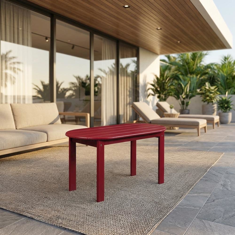 Red Outdoor Coffee Table With Solid Wood And Acacia Finish