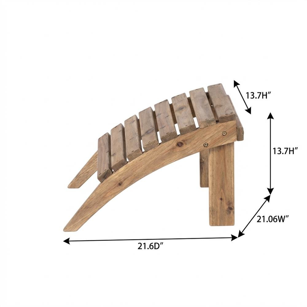 Brown Acorn Outdoor Ottoman With Solid Wood And Acacia Material