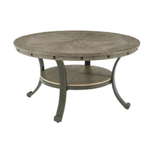 Round Coffee Table in Pewter Finish, Metal and Wood