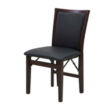 Brown Padded Back Folding Chair Set of 2, Fabric Seat, Metal Frame
