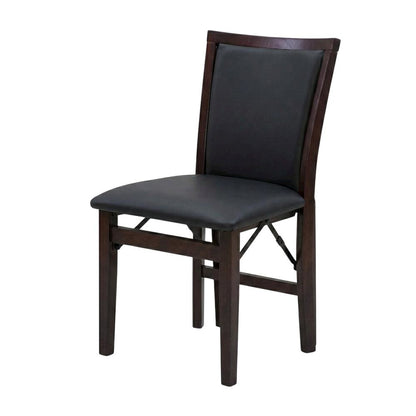 Brown Padded Back Folding Chair Set of 2, Fabric Seat, Metal Frame