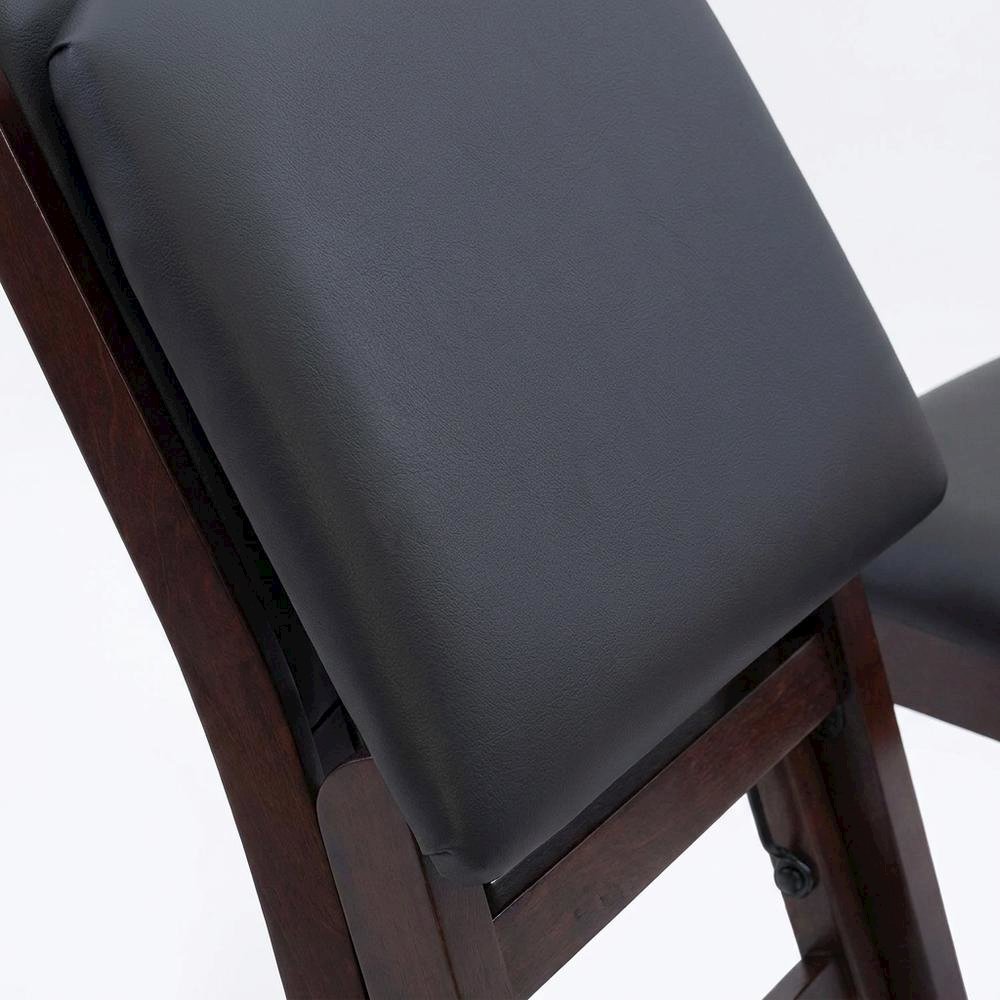 Brown Padded Back Folding Chair Set of 2, Fabric Seat, Metal Frame