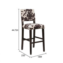 Brown Pine and Hardwood Bar Stool with Microfiber Seat and Modern Design