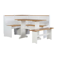 White Dining Furniture Set with Pine Accents and Spacious Surface