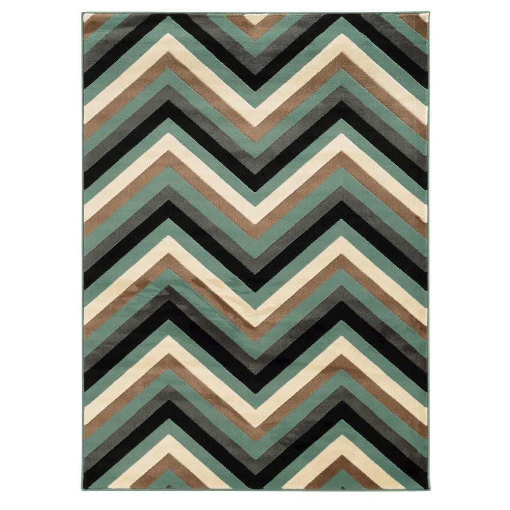 Roma Chevron Turquoise & Grey 5x7, Rug