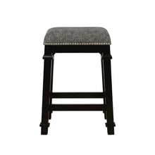 Black and White Tweed Backless Counter Stool with Wood Frame and Foam Seat