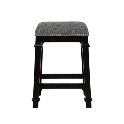 Black and White Tweed Backless Counter Stool with Wood Frame and Foam Seat