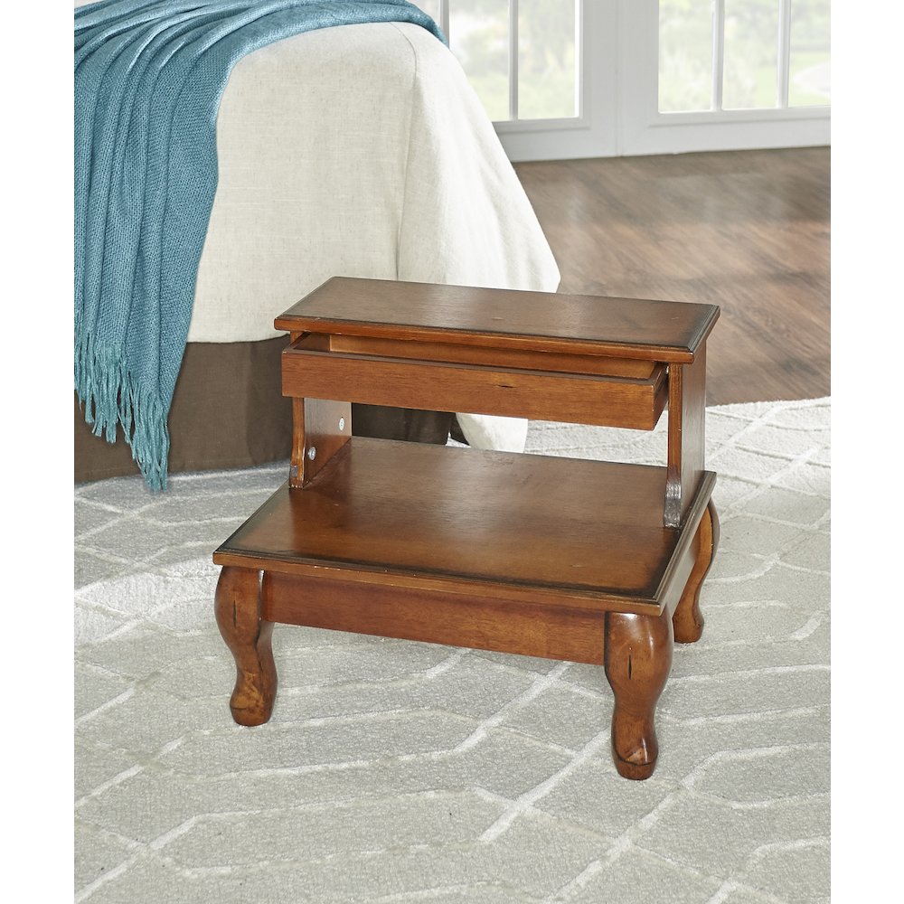 Attic Cherry Antique Cherry Bed Steps with Drawer