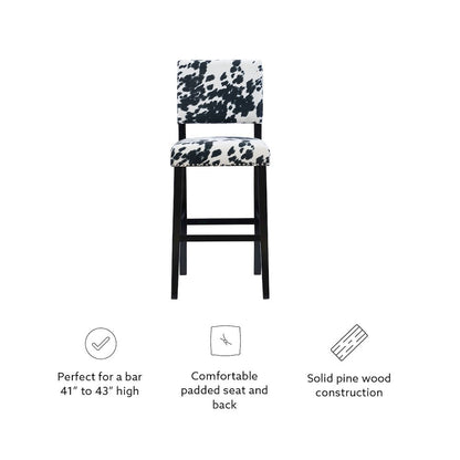 Corey Black Cow Print Bar Stool