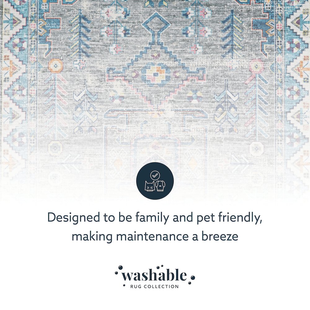 Washable Barron Grey/Green 5x7, Rug