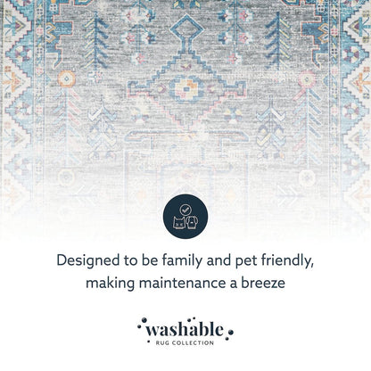 Washable Barron Grey/Green 5x7, Rug