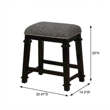 Black and White Tweed Backless Counter Stool with Wood Frame and Foam Seat