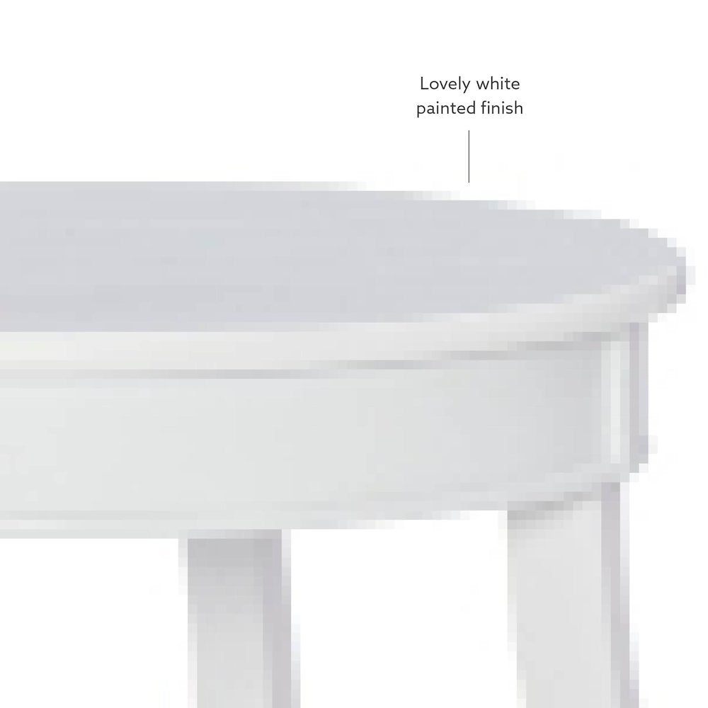 White Round Table with Shelf