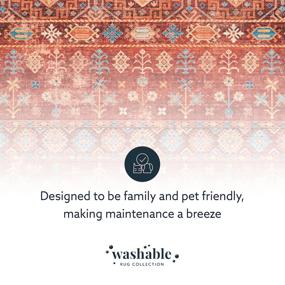 Washable Devlin Red/Ivory 3x5, Rug
