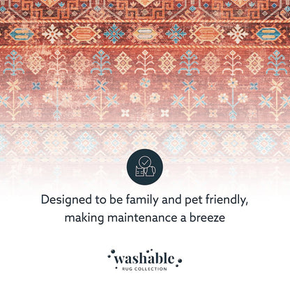 Washable Devlin Red/Ivory 3x5, Rug