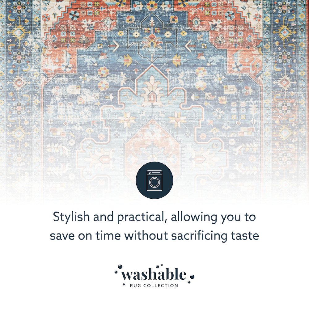 Washable Markum Teal/Rust 5x7, Rug