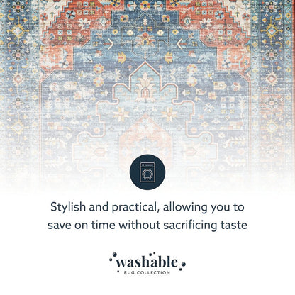 Washable Markum Teal/Rust 5x7, Rug