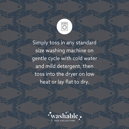 Washable Seabourne Ivory/Blue 5x7, Rug